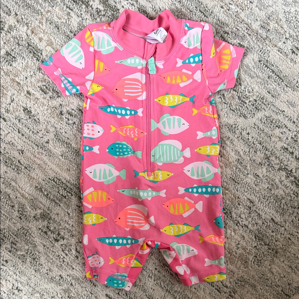 Carters Pink Fish Print Kids Swimwear